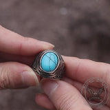 Vintage Pattern Gemstone Stainless Steel Ring