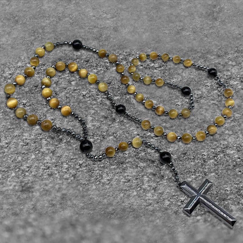 80 CM Cross Stone Bead Necklace | Gthic.com