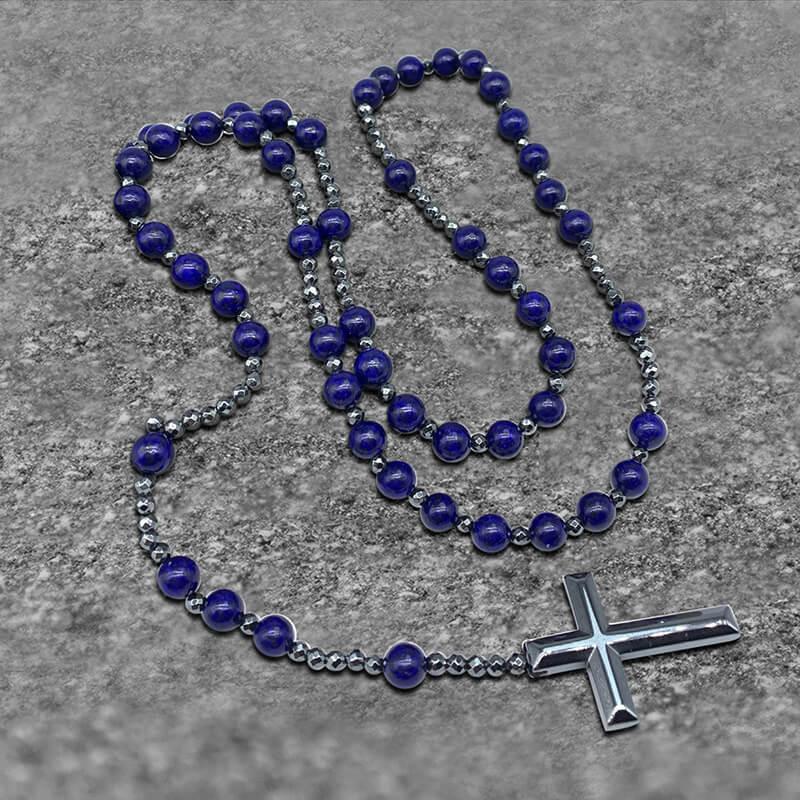 80 CM Cross Stone Bead Necklace | Gthic.com