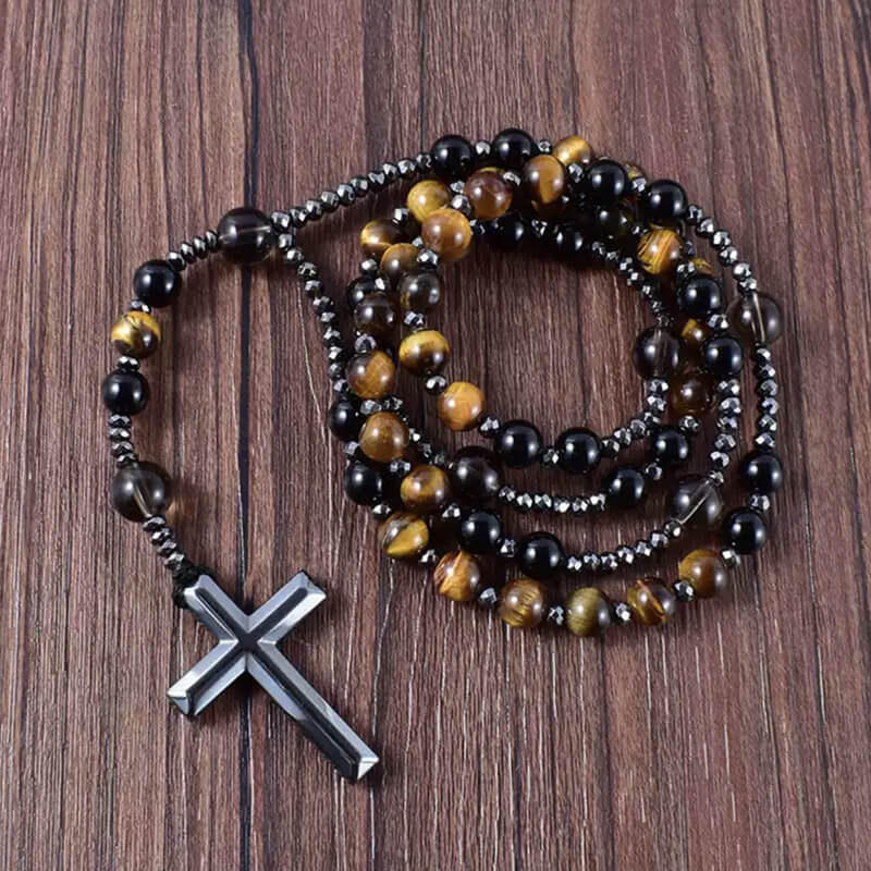 80 CM Cross Stone Bead Necklace | Gthic.com