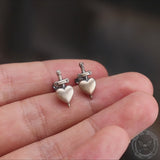 Heart-Piercing Sword Sterling Silver Stud Earrings