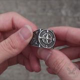 Compass Design Stainless Steel Marine Ring