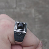Black Stone Stainless Steel Spot Ring