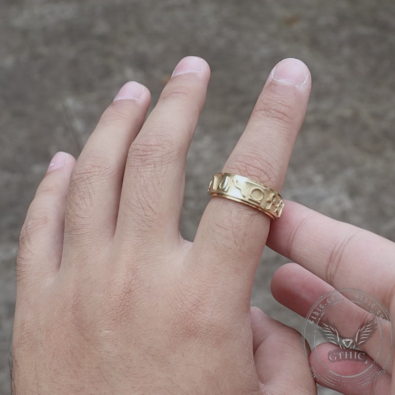 Egyptian Symbols Ankh Stainless Steel Spinner Ring