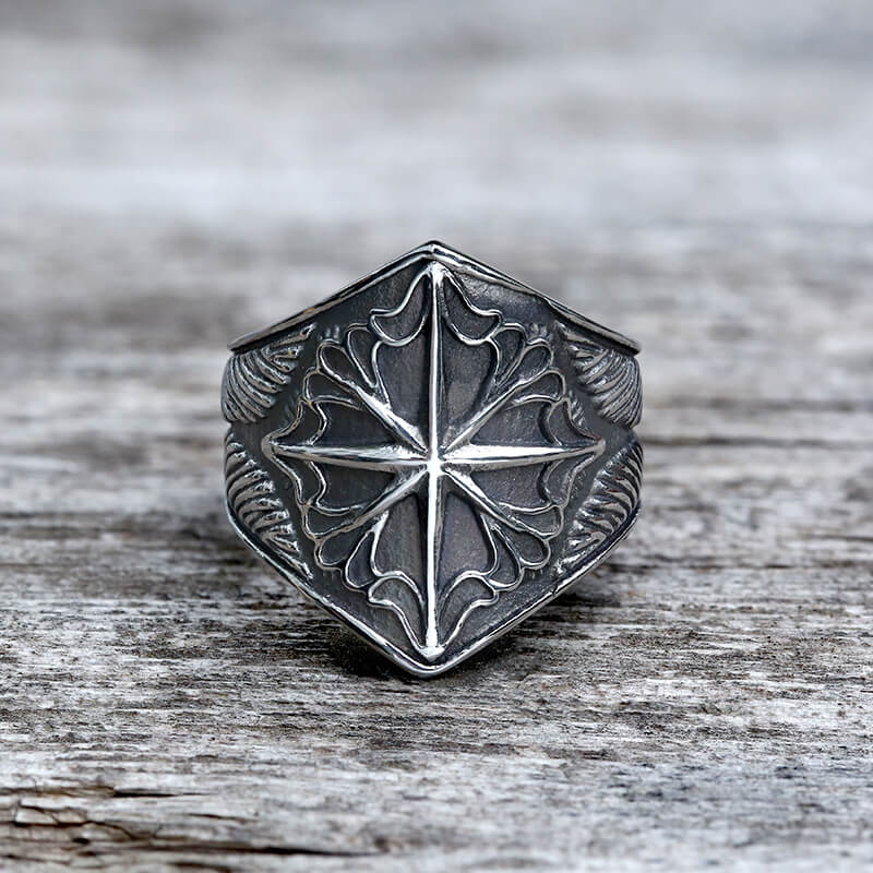 Eight Pointed Star Stainless Steel Ring | Gthic.com