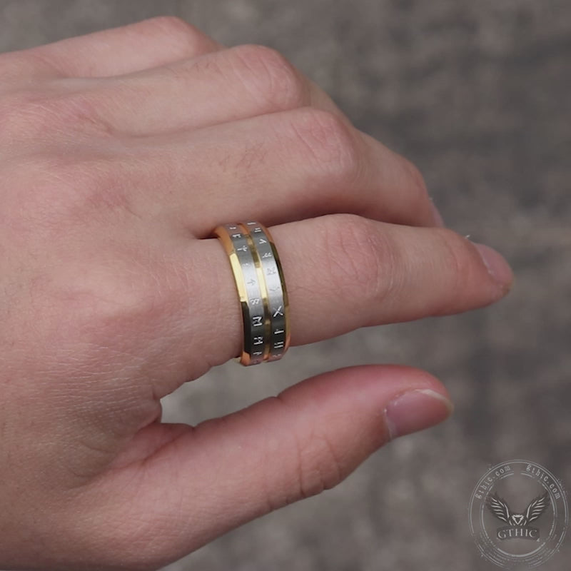 Norse Runes Stainless Steel Viking Ring