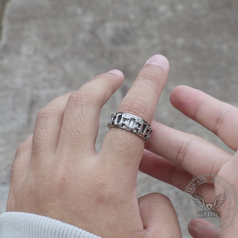 Vintage Motorcycle Chain Stainless Steel Spinner Ring