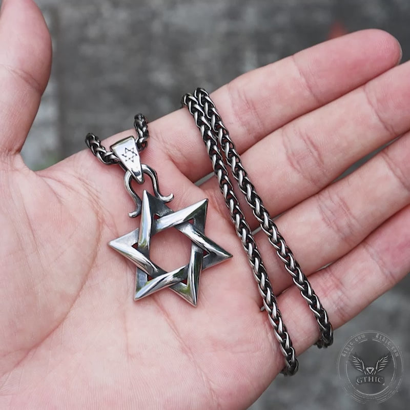 Gothic Gem-set Star Of David Stainless Steel Pendant