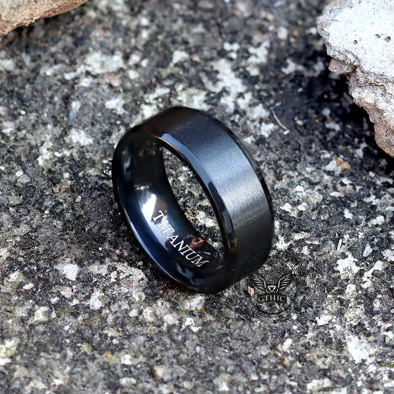 8mm Black Brushed Titanium Band Ring