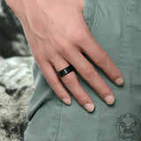 8mm Black Brushed Titanium Band Ring 02 | Gthic.com