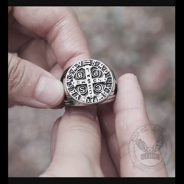 St. Benedict Stainless Steel Cross Ring