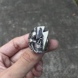 Lightning Skull Stainless Steel Biker Ring