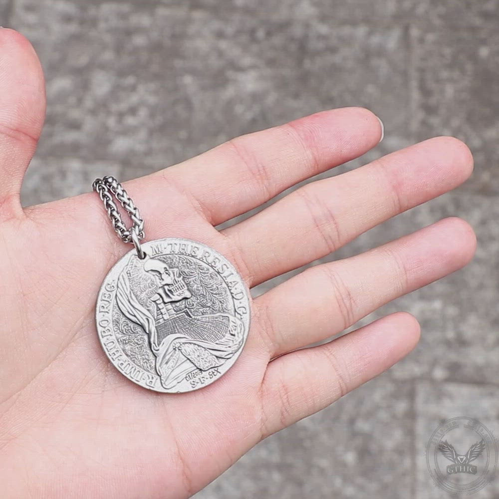 1780 Austrian Maria-Trey Double Eagle Skull Hobo Nickel Pendant