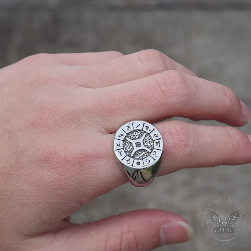 Zodiac Signs Symbol Stainless Steel Ring