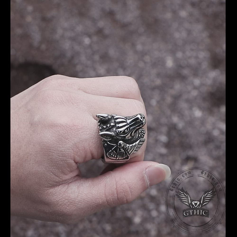 Anubis Egyptian Death God Stainless Steel Ring