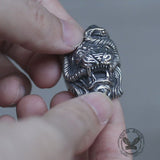 Roaring Lion and Snake Stainless Steel Animal Ring