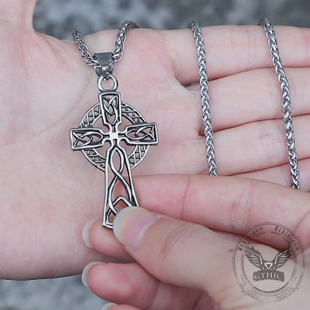 Sterling Silver Engraved Celtic Cross Pendant Made In Ireland
