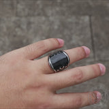 Black Epoxy Embossed Stainless Steel Ring