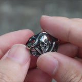 Coiled Snake Stainless Steel Skull Ring