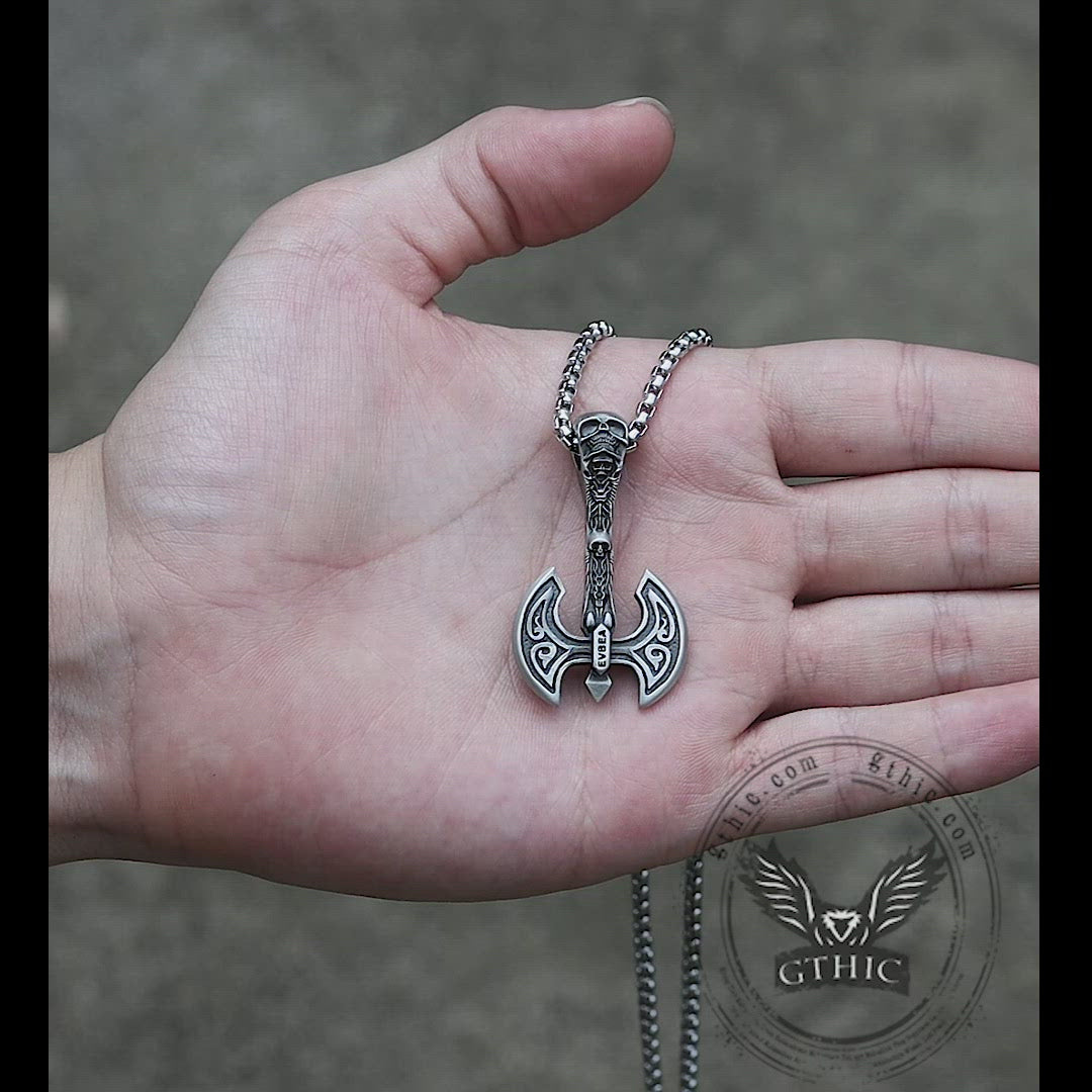 Skeleton Tomahawk Pure Tin Viking Necklace