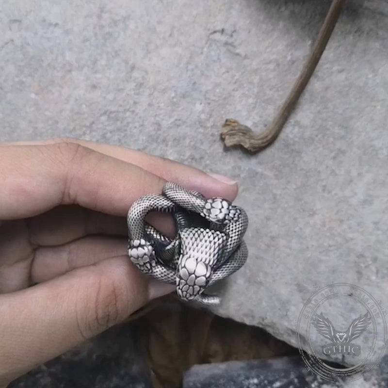 The Three-Headed Serpent Sterling Silver Snake Ring