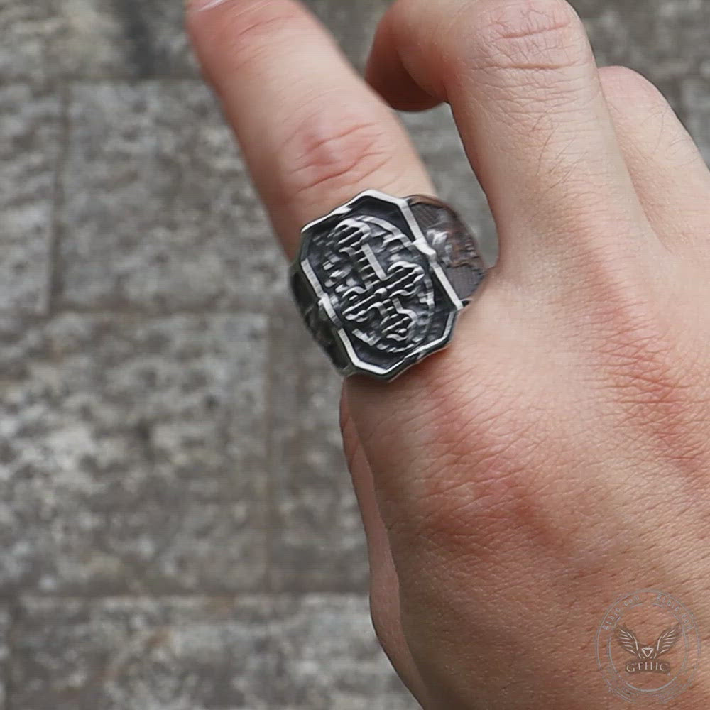 Budded Cross Skull Stainless Steel Ring