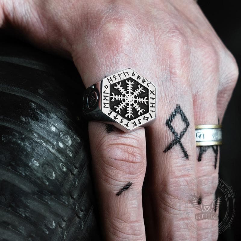 Ægishjálmr Stainless Steel Viking Ring | Gthic.com