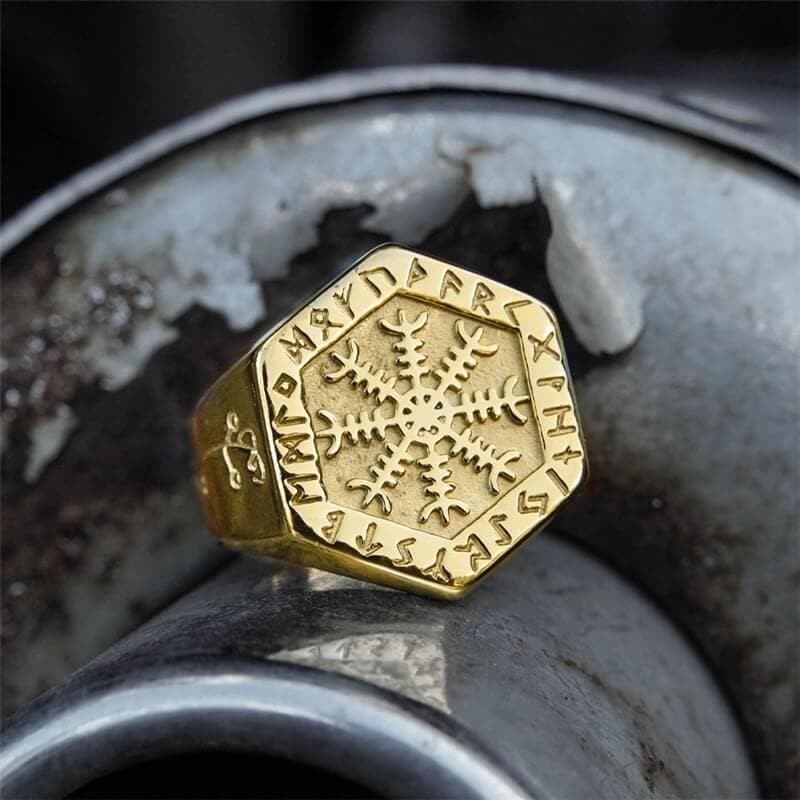 Ægishjálmr Stainless Steel Viking Ring | Gthic.com