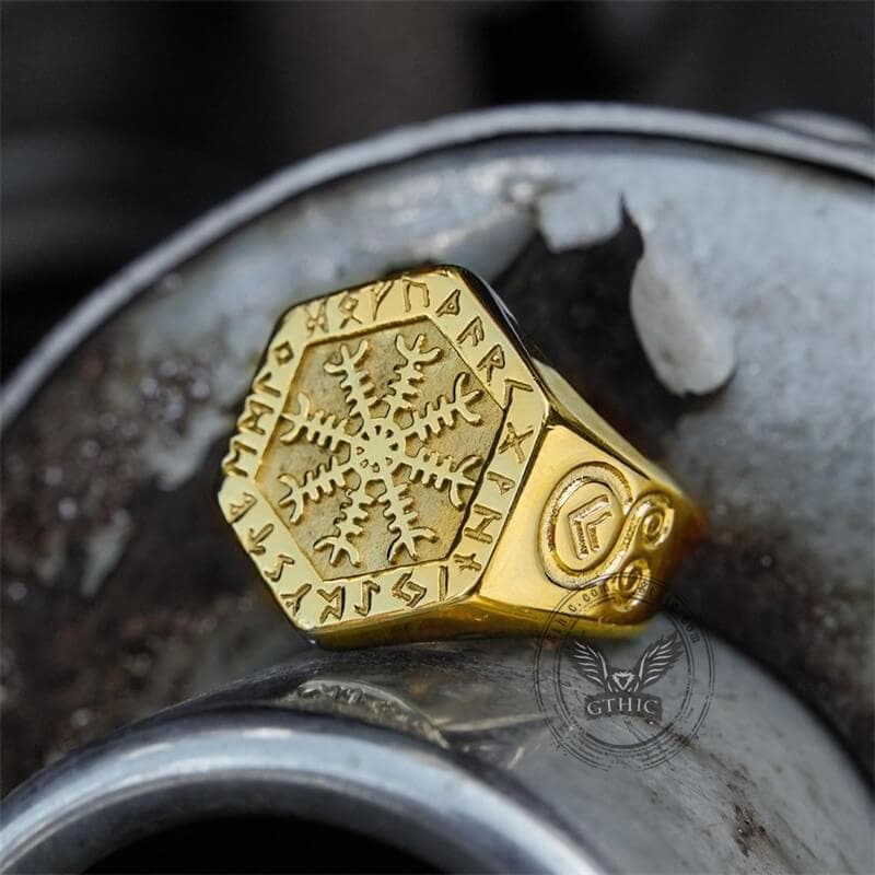 Ægishjálmr Stainless Steel Viking Ring | Gthic.com