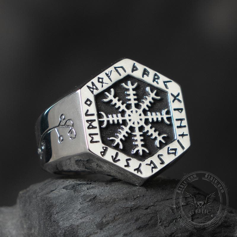 Ægishjálmr Stainless Steel Viking Ring | Gthic.com