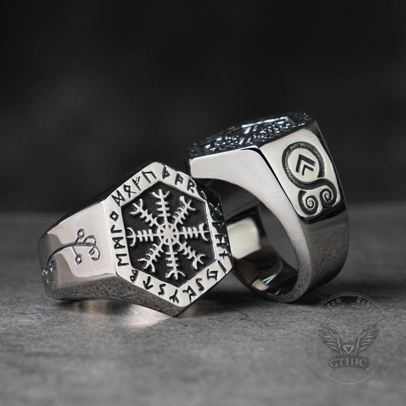 Ægishjálmr Stainless Steel Viking Ring | Gthic.com