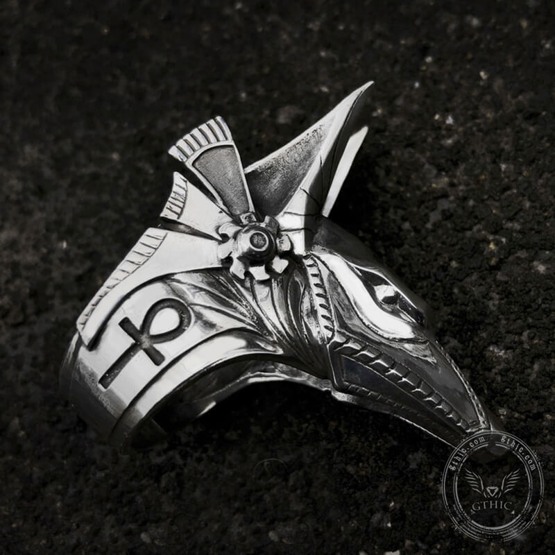 Anubis Ankh Stainless Steel Ring | Gthic.com