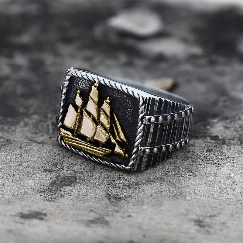 Barque Sailing Ship Stainless Steel Marine Ring | Gthic.com