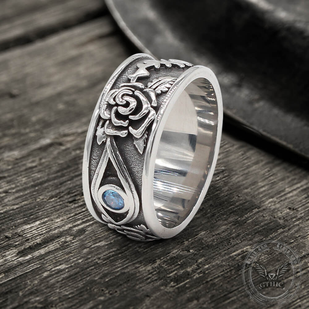 Eye And Rose Stainless Steel Goth Ring | Gthic.com