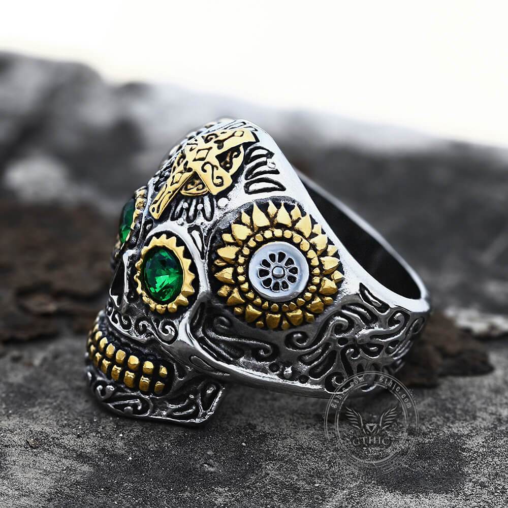 Kapala Stainless Steel Sugar Skull Ring | Gthic.com