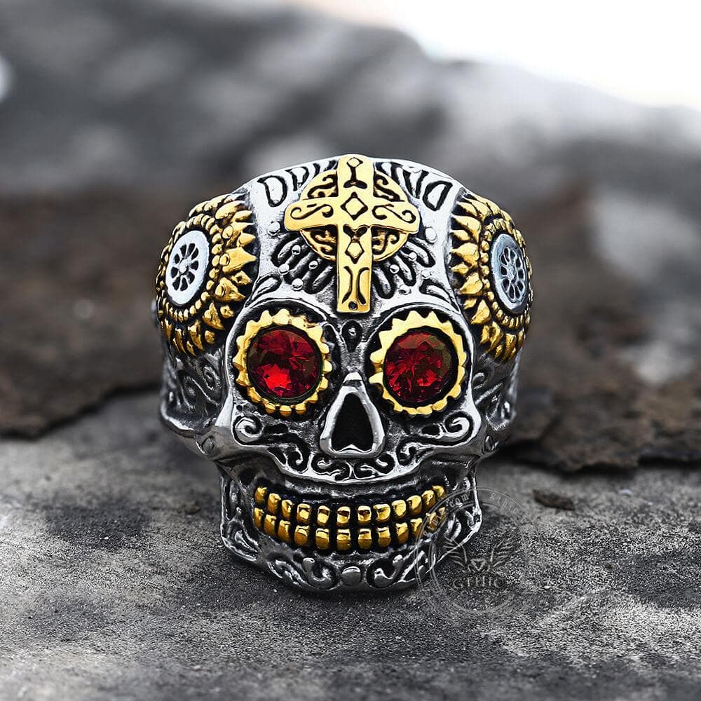 Kapala Stainless Steel Sugar Skull Ring | Gthic.com