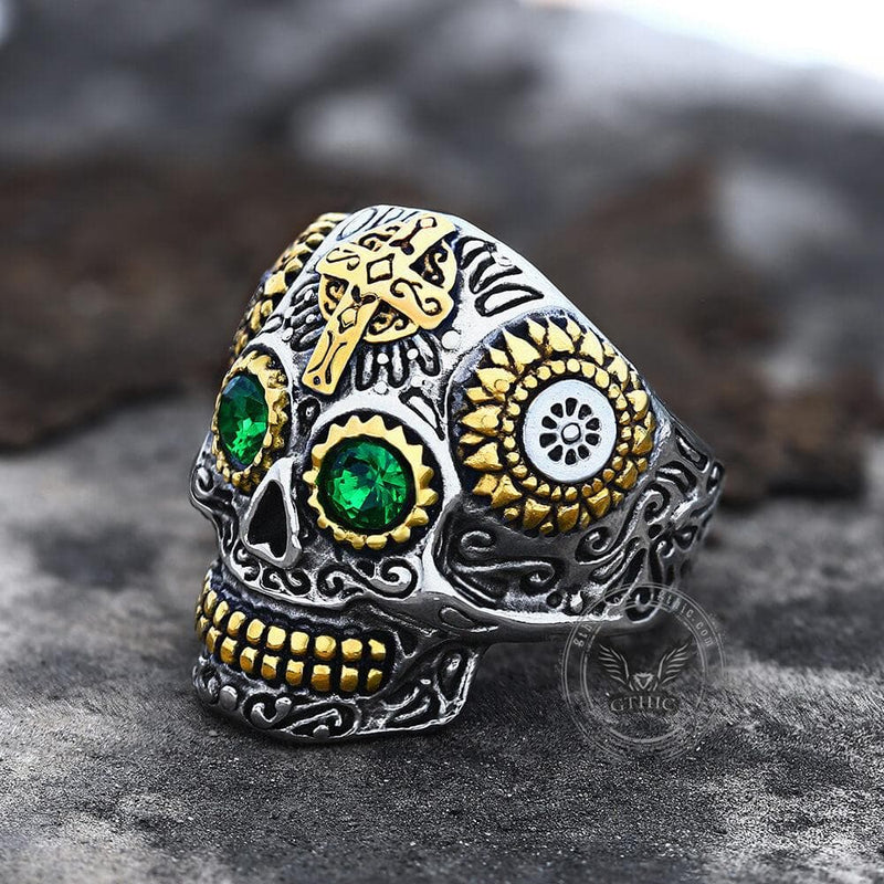 Kapala Stainless Steel Sugar Skull Ring | Gthic.com