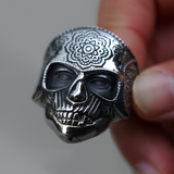 Mandala Flower Skull Ring | Gthic.com