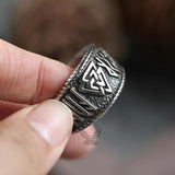ODIN Runes Valknut 316L Stainless Steel Viking Ring | Gthic.com