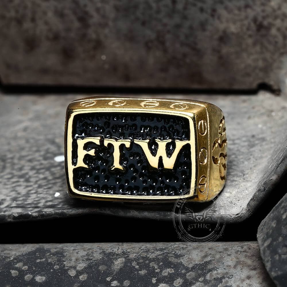 Punk FTW Letters Stainless Steel Biker Ring