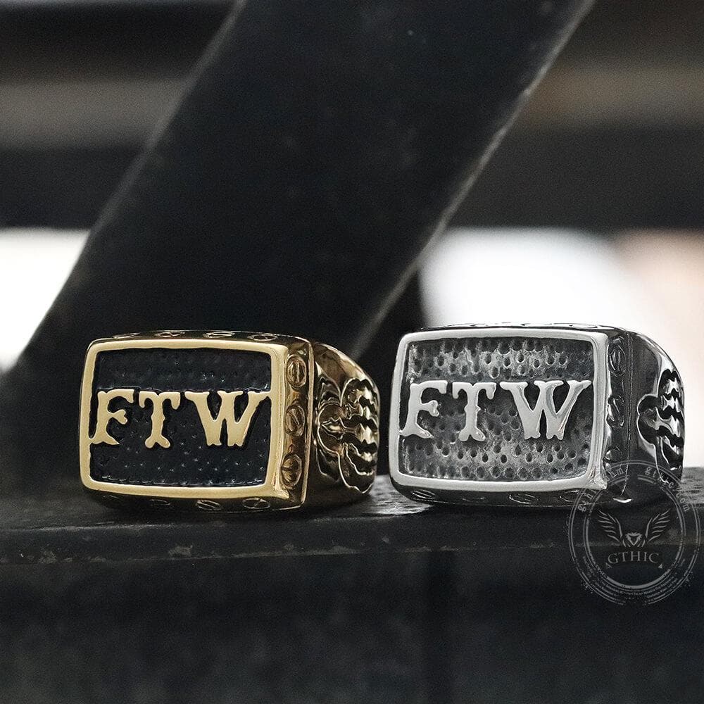 Punk FTW Letters Stainless Steel Biker Ring