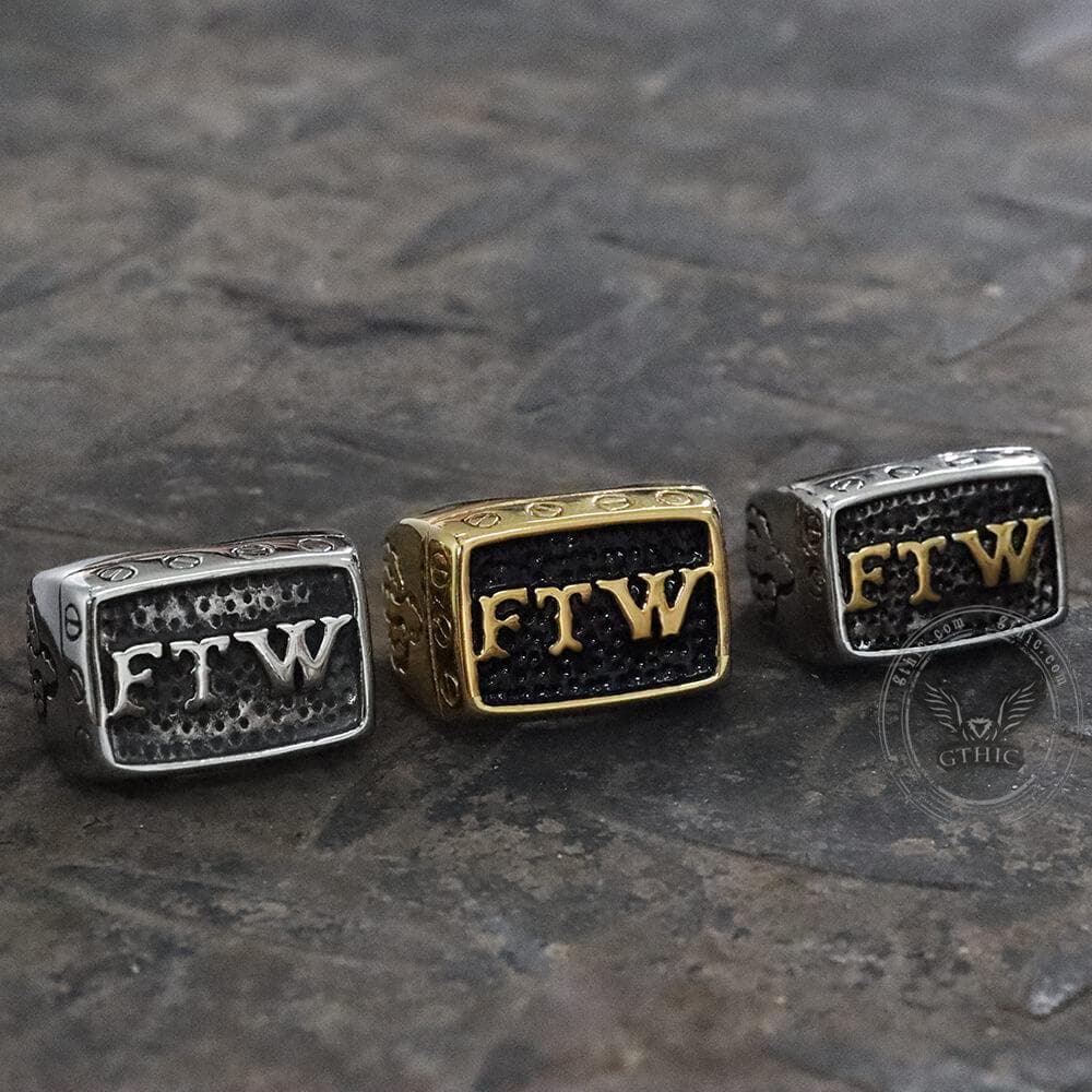 Punk FTW Letters Stainless Steel Biker Ring