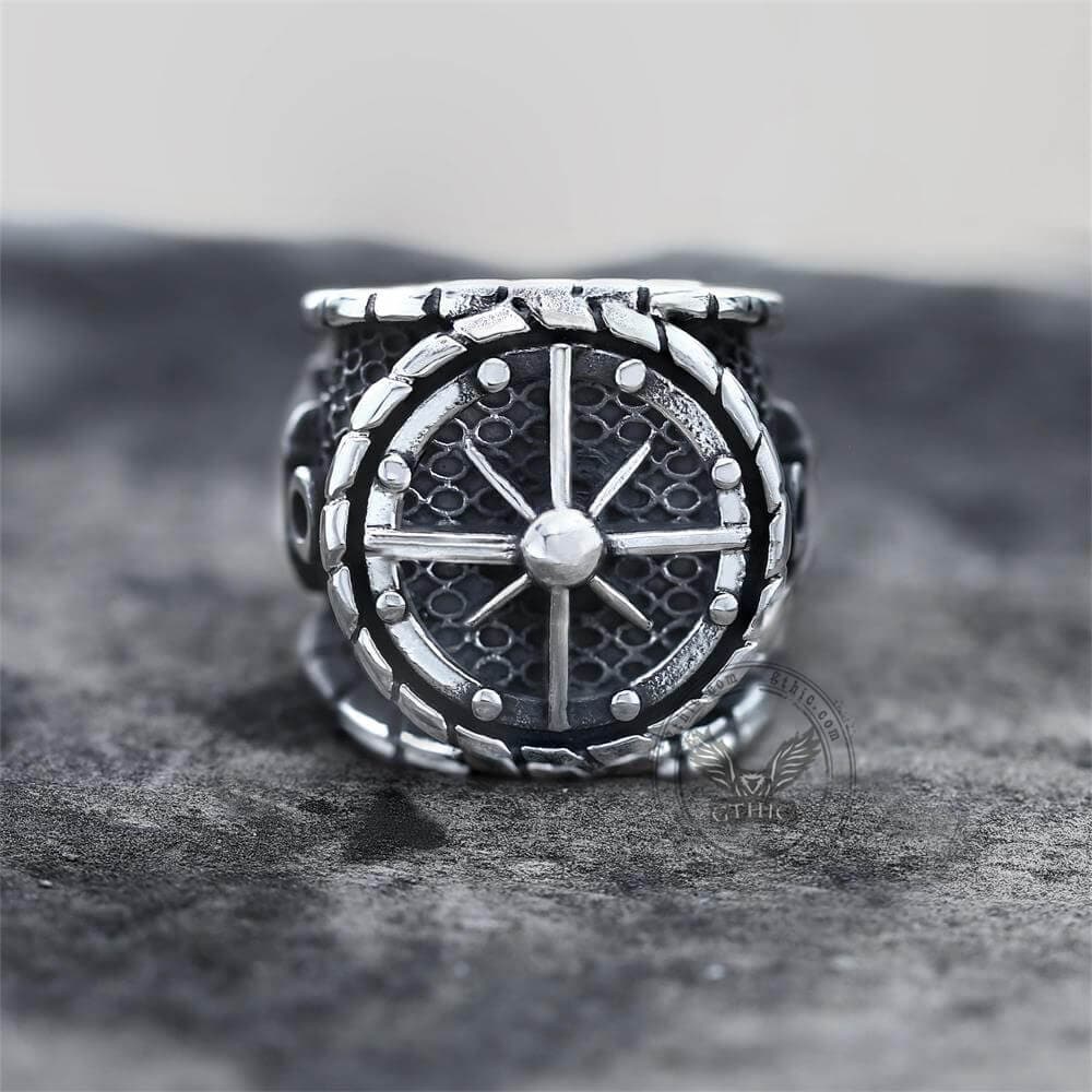 Striking Anchor And Compass Stainless Steel Marine Ring | Gthic.com