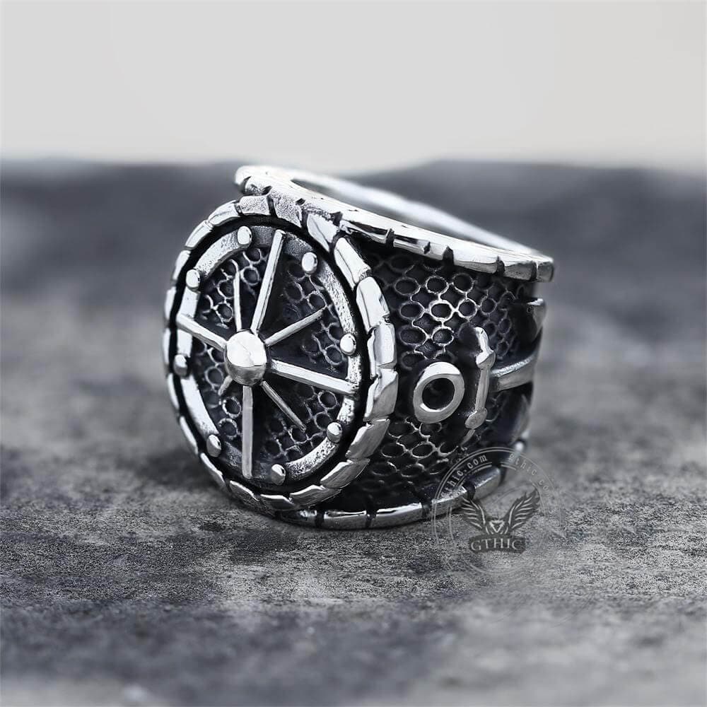Striking Anchor And Compass Stainless Steel Marine Ring | Gthic.com