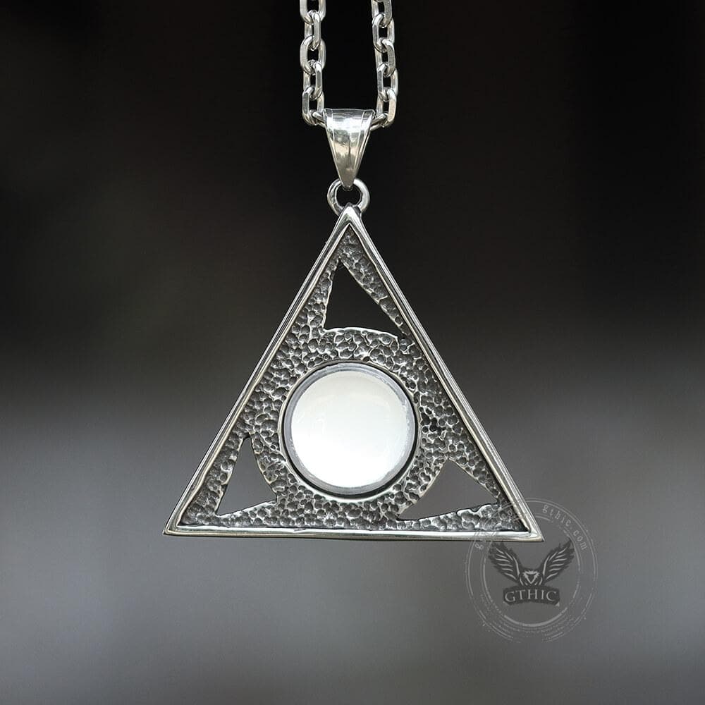 Triangular Evil Eye Skull Bones Stainless Steel Pendant