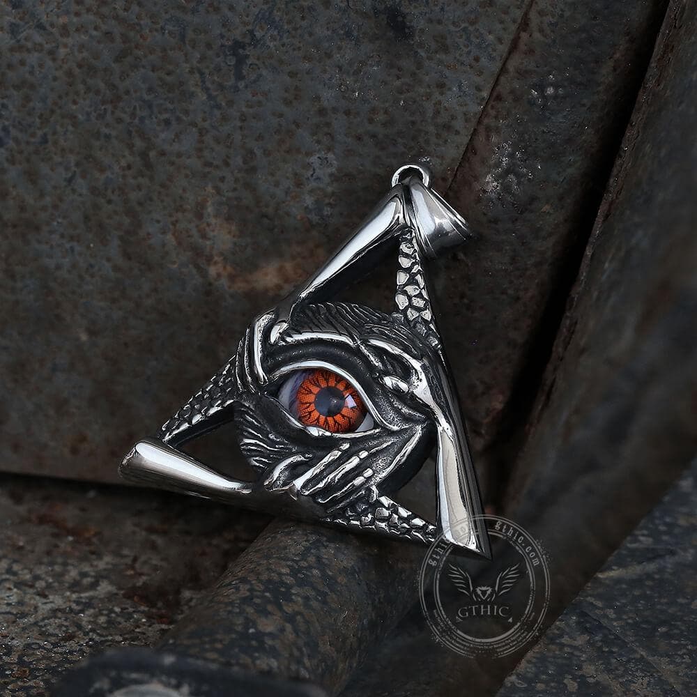 Triangular Evil Eye Skull Bones Stainless Steel Pendant