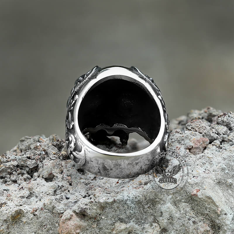 Totenkopf-Ring aus Edelstahl mit Vintage-Muster