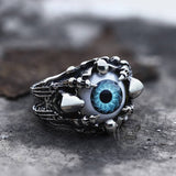 Greek Evil Eye Stainless Steel Skull Ring | Gthic.com