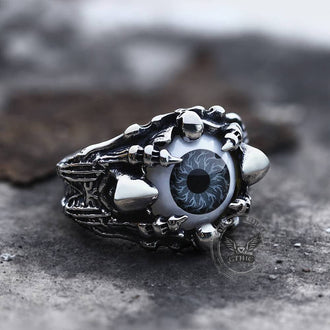 Greek Evil Eye Stainless Steel Skull Ring | Gthic.com