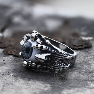 Greek Evil Eye Stainless Steel Skull Ring | Gthic.com